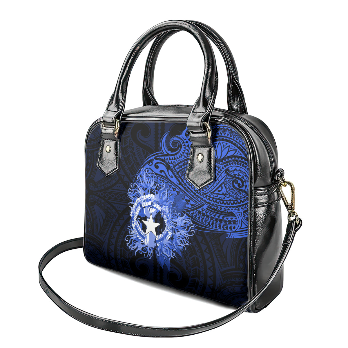 Northern Mariana Islands Ylang-ylang Mwarmwar Shoulder Handbag Polynesian Blue Style LT9 - Polynesian Pride