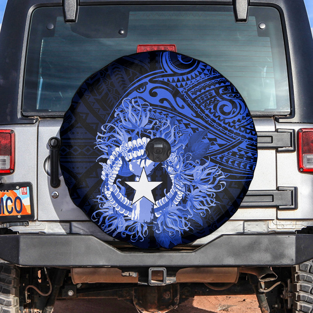 Northern Mariana Islands Ylang-ylang Mwarmwar Spare Tire Cover Polynesian Blue Style LT9 Blue - Polynesian Pride