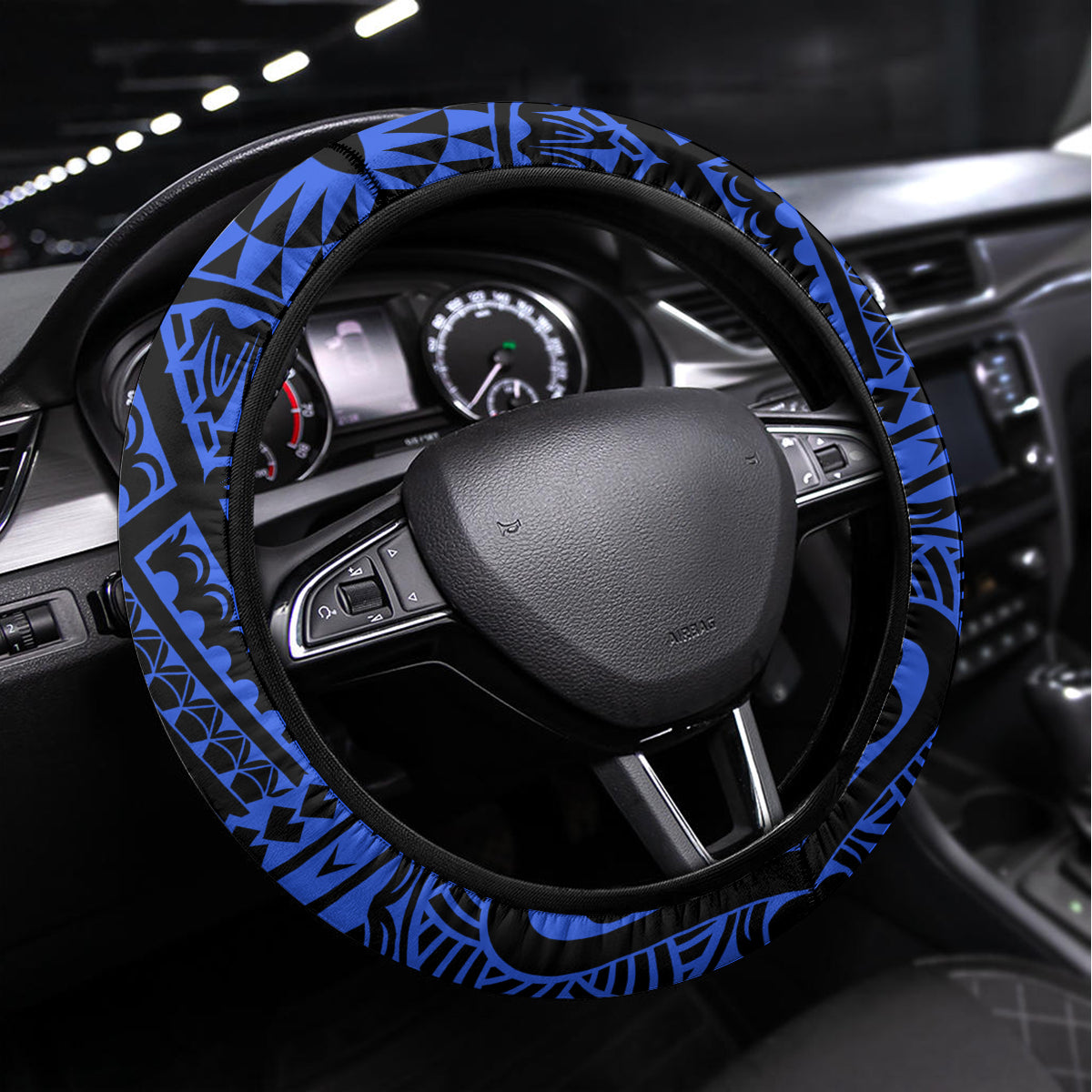 Northern Mariana Islands Ylang-ylang Mwarmwar Steering Wheel Cover Polynesian Blue Style LT9 Universal Fit Blue - Polynesian Pride