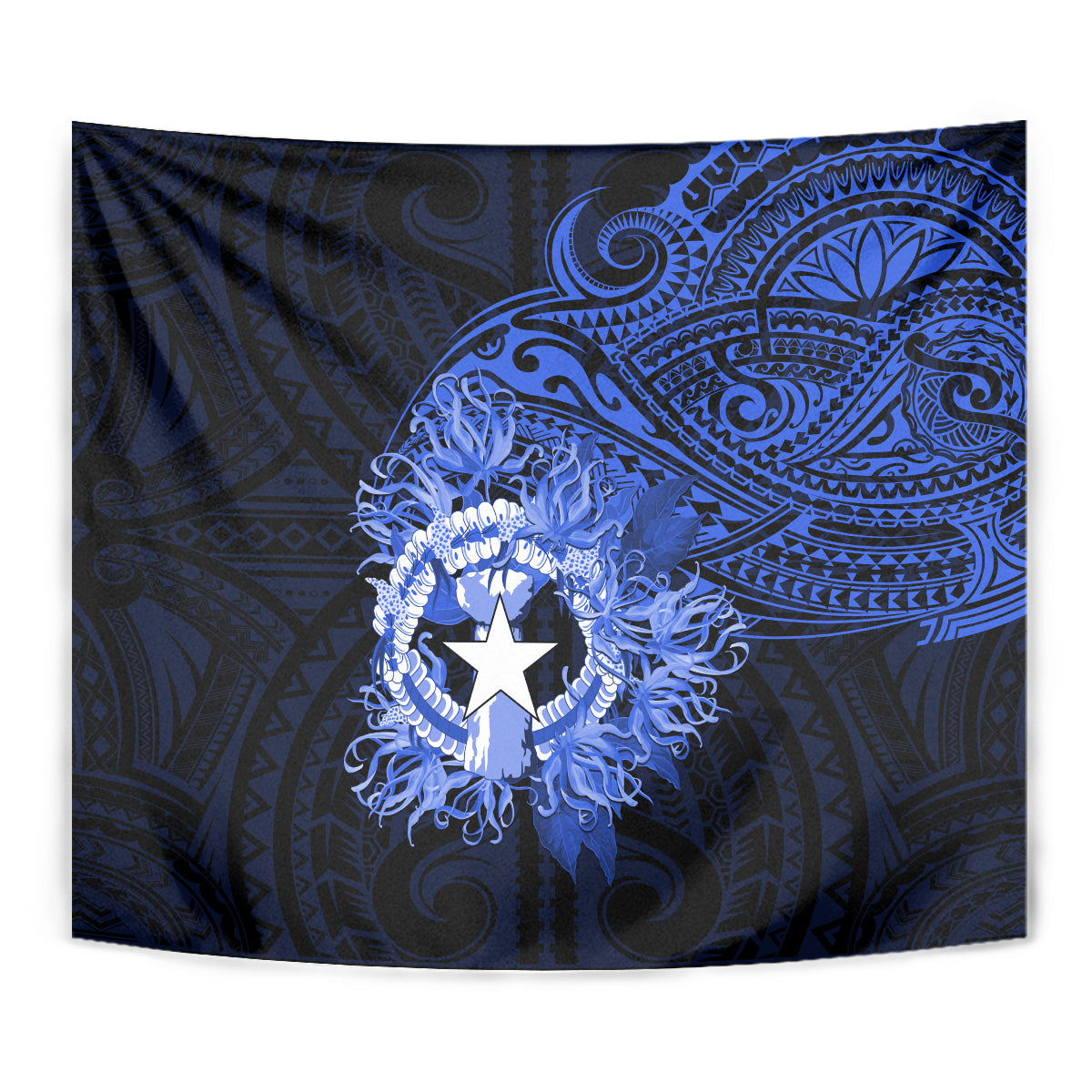 Northern Mariana Islands Ylang-ylang Mwarmwar Tapestry Polynesian Blue Style LT9 - Polynesian Pride
