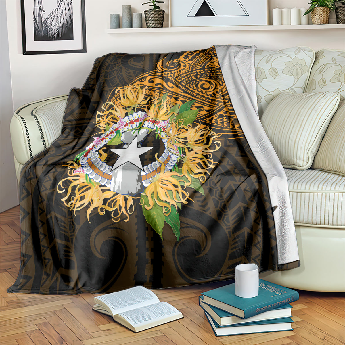 Northern Mariana Islands Ylang-ylang Mwarmwar Blanket Polynesian Gold Style LT9 Gold - Polynesian Pride