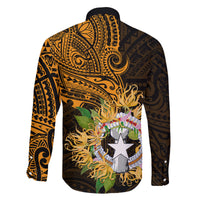 Northern Mariana Islands Ylang-ylang Mwarmwar Family Matching Off Shoulder Short Dress and Hawaiian Shirt Polynesian Gold Style LT9 - Polynesian Pride