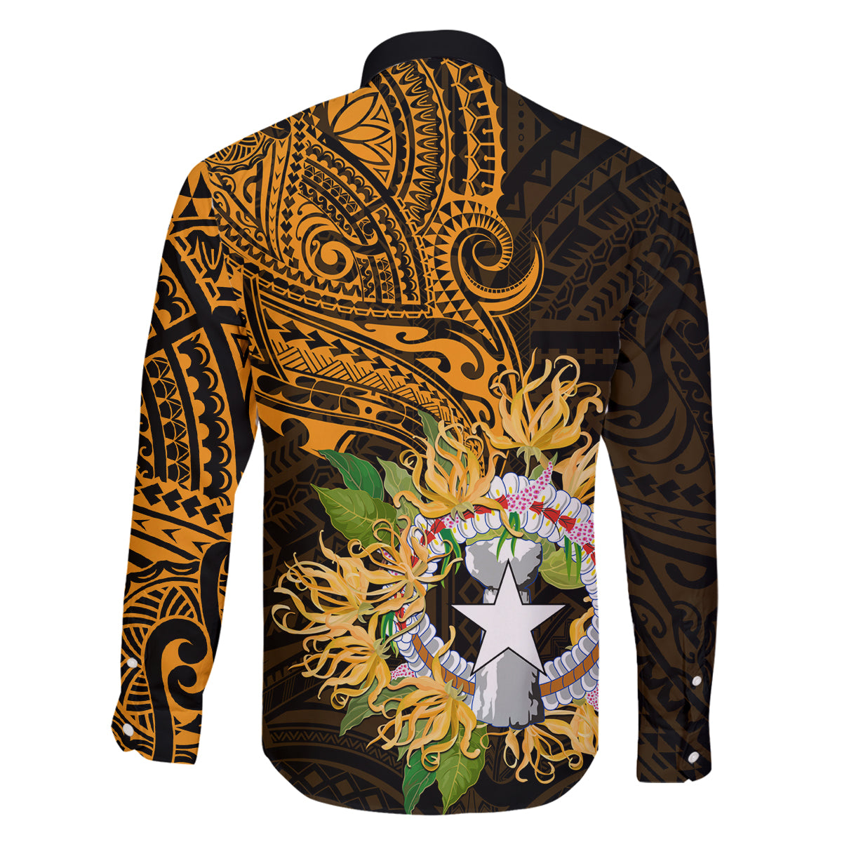 Northern Mariana Islands Ylang-ylang Mwarmwar Family Matching Summer Maxi Dress and Hawaiian Shirt Polynesian Gold Style LT9 - Polynesian Pride