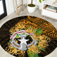 Northern Mariana Islands Ylang-ylang Mwarmwar Round Carpet Polynesian Gold Style LT9 Gold - Polynesian Pride