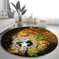 Northern Mariana Islands Ylang-ylang Mwarmwar Round Carpet Polynesian Gold Style LT9 - Polynesian Pride