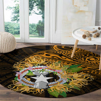 Northern Mariana Islands Ylang-ylang Mwarmwar Round Carpet Polynesian Gold Style LT9 - Polynesian Pride
