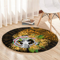 Northern Mariana Islands Ylang-ylang Mwarmwar Round Carpet Polynesian Gold Style LT9 - Polynesian Pride