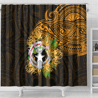 Northern Mariana Islands Ylang-ylang Mwarmwar Shower Curtain Polynesian Gold Style LT9 - Polynesian Pride