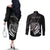 Personalised FSM Culture Day Couples Matching Off The Shoulder Long Sleeve Dress and Long Sleeve Button Shirt Hammerhead Shark Tribal 2024 LT9 - Polynesian Pride