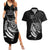 Personalised FSM Culture Day Couples Matching Summer Maxi Dress and Hawaiian Shirt Hammerhead Shark Tribal 2024 LT9 Black - Polynesian Pride
