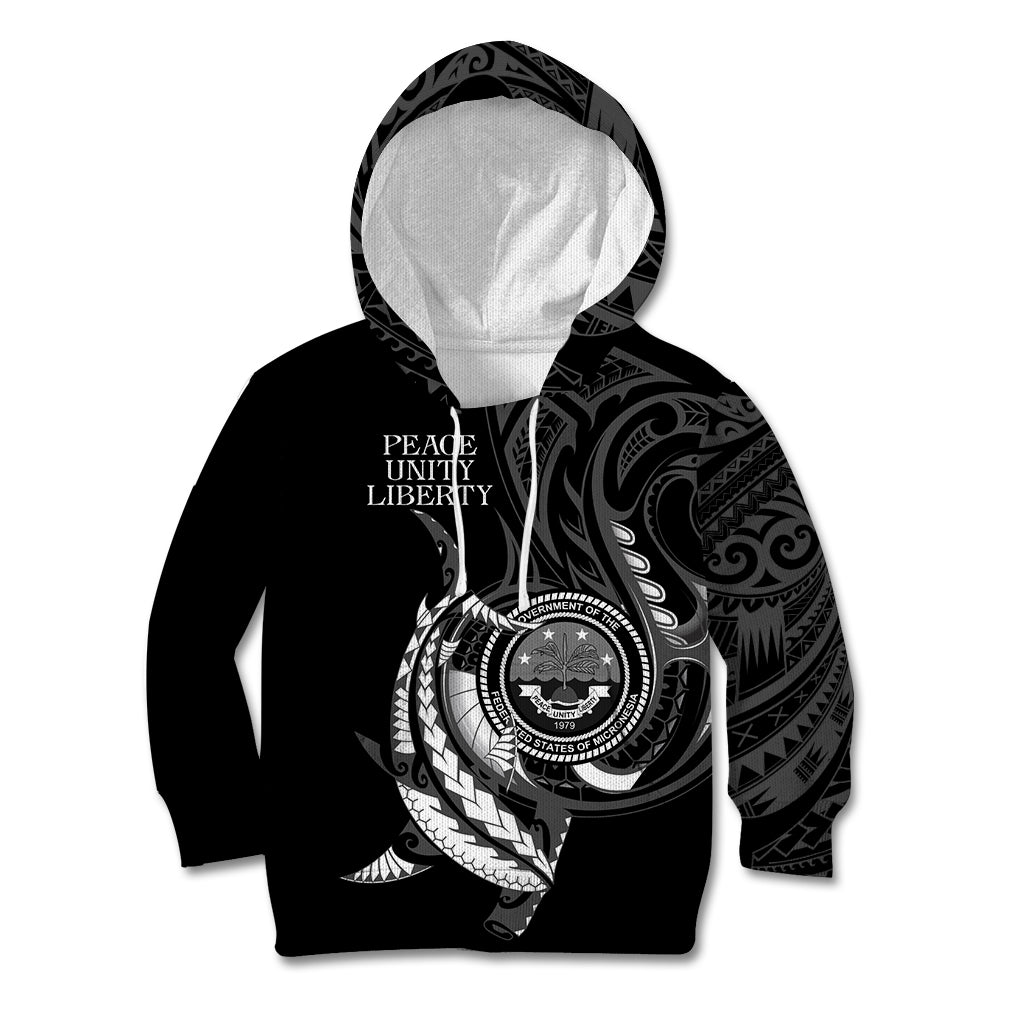 Personalised FSM Culture Day Kid Hoodie Hammerhead Shark Tribal 2024 LT9 Hoodie Black - Polynesian Pride