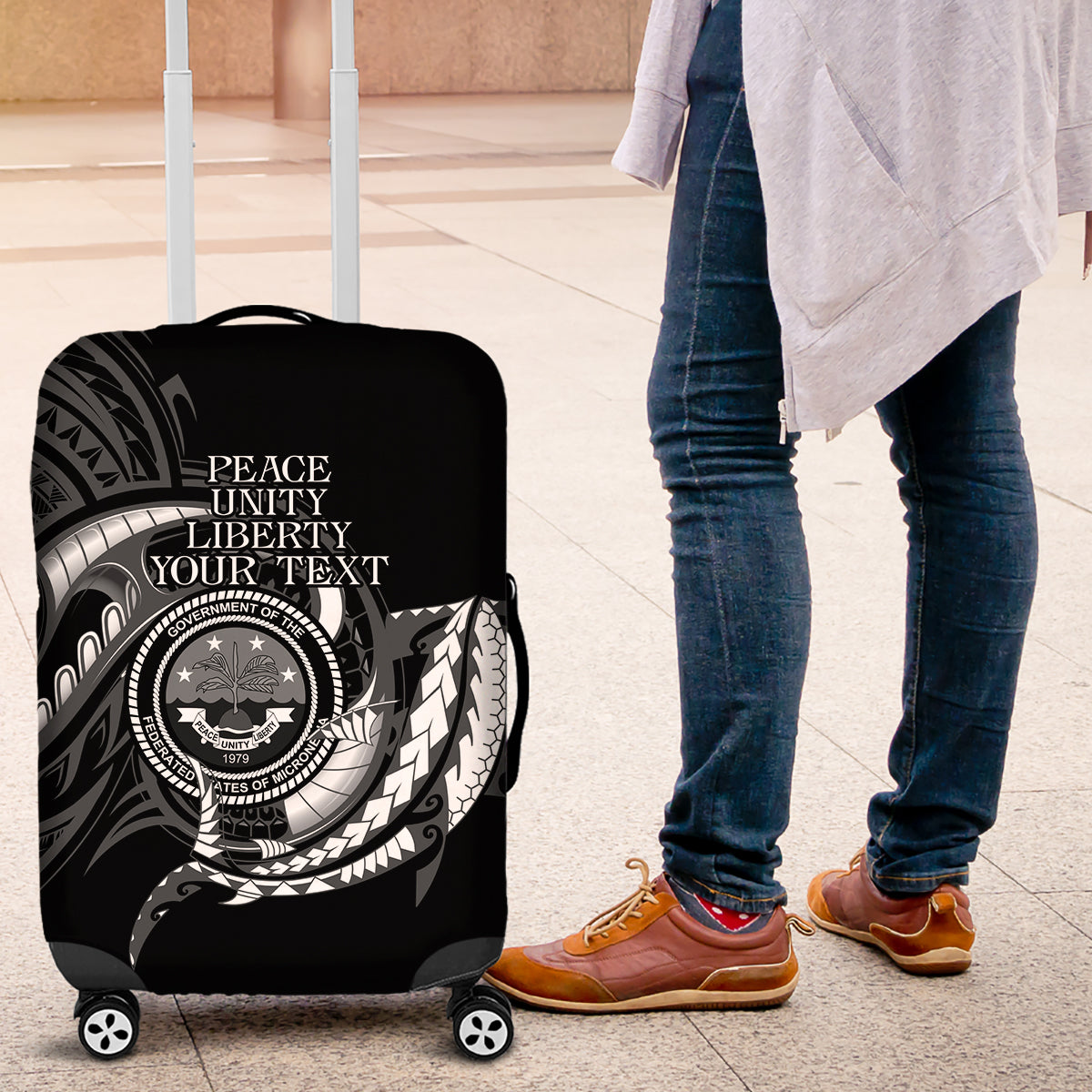 Personalised FSM Culture Day Luggage Cover Hammerhead Shark Tribal 2024