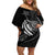 Personalised FSM Culture Day Off Shoulder Short Dress Hammerhead Shark Tribal 2024 LT9 Women Black - Polynesian Pride