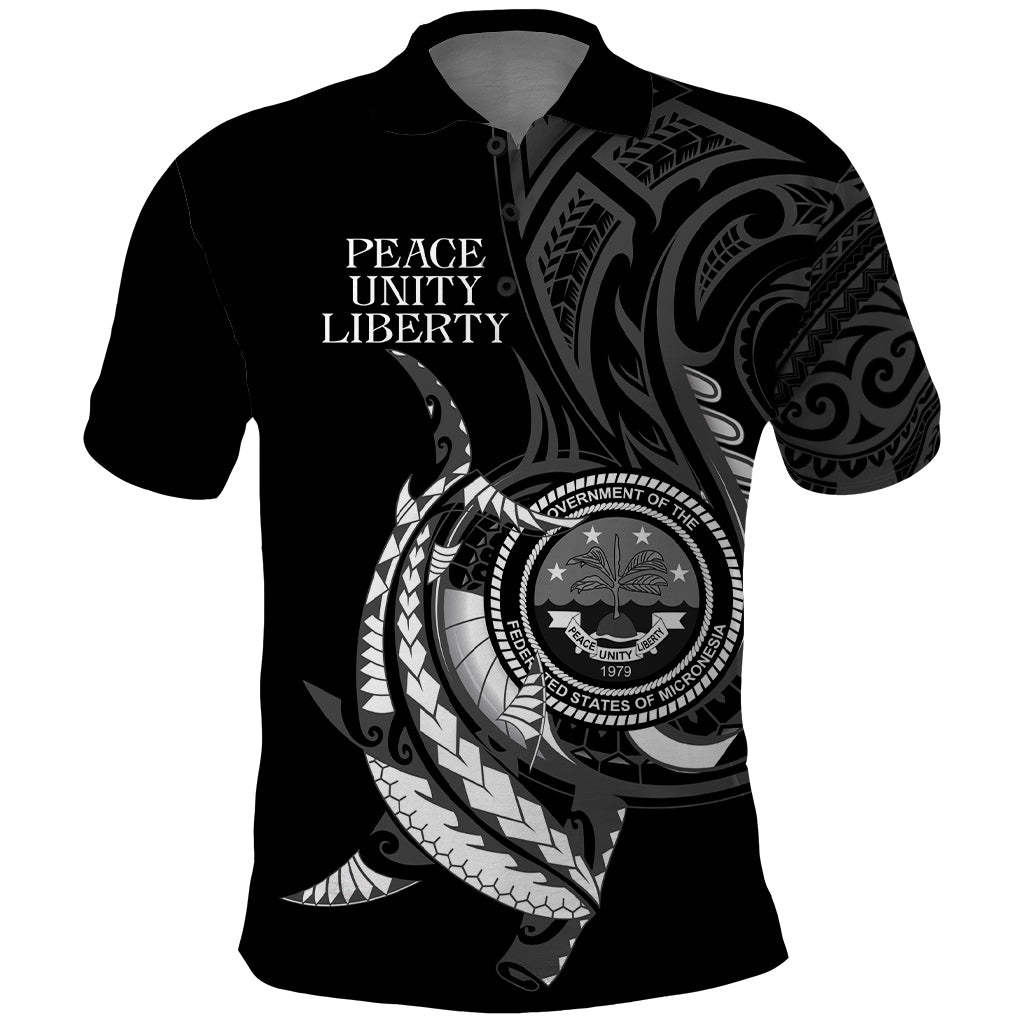 Personalised FSM Culture Day Polo Shirt Hammerhead Shark Tribal 2024 LT9 Black - Polynesian Pride