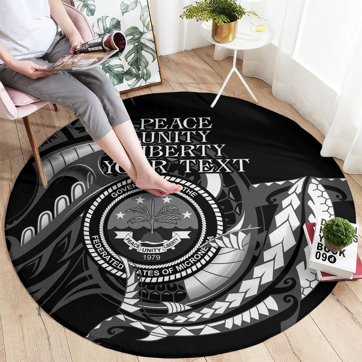 Personalised FSM Culture Day Round Carpet Hammerhead Shark Tribal 2024 LT9 - Polynesian Pride