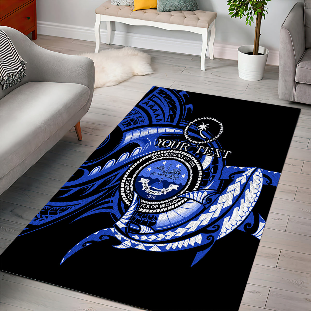 Personalised Chuuk FSM Culture Day Area Rug Hammerhead Shark Tattoo 2024 LT9 - Polynesian Pride
