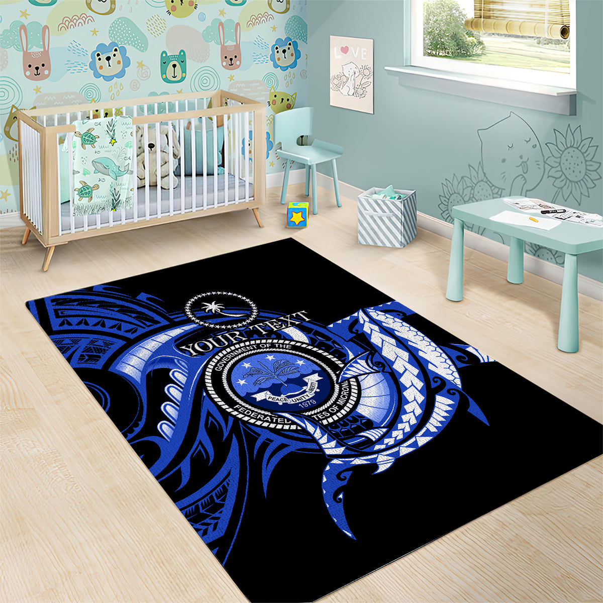 Personalised Chuuk FSM Culture Day Area Rug Hammerhead Shark Tattoo 2024 LT9 - Polynesian Pride