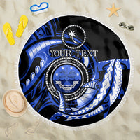 Personalised Chuuk FSM Culture Day Beach Blanket Hammerhead Shark Tattoo 2024 LT9 One Size 150cm Blue - Polynesian Pride