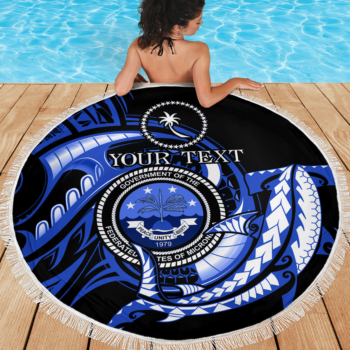 Personalised Chuuk FSM Culture Day Beach Blanket Hammerhead Shark Tattoo 2024 LT9 - Polynesian Pride
