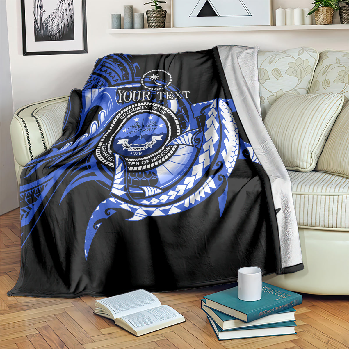 Personalised Chuuk FSM Culture Day Blanket Hammerhead Shark Tattoo 2024 LT9 Blue - Polynesian Pride