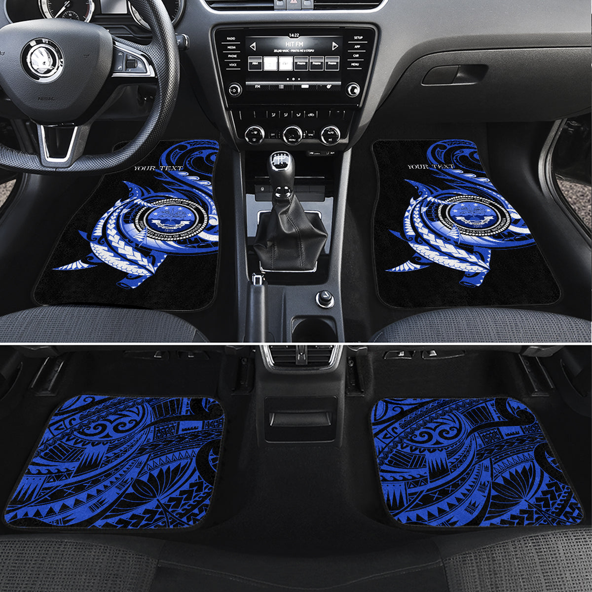 Personalised Chuuk FSM Culture Day Car Mats Hammerhead Shark Tattoo 2024 LT9 Set 4pcs Blue - Polynesian Pride