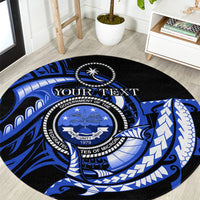 Personalised Chuuk FSM Culture Day Round Carpet Hammerhead Shark Tattoo 2024 LT9 Blue - Polynesian Pride