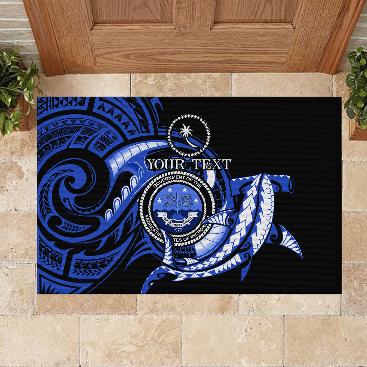 Personalised Chuuk FSM Culture Day Rubber Doormat Hammerhead Shark Tattoo 2024 LT9 - Polynesian Pride