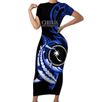 Personalised Chuuk FSM Culture Day Short Sleeve Bodycon Dress Hammerhead Shark Tattoo 2024 LT9 Long Dress Blue - Polynesian Pride