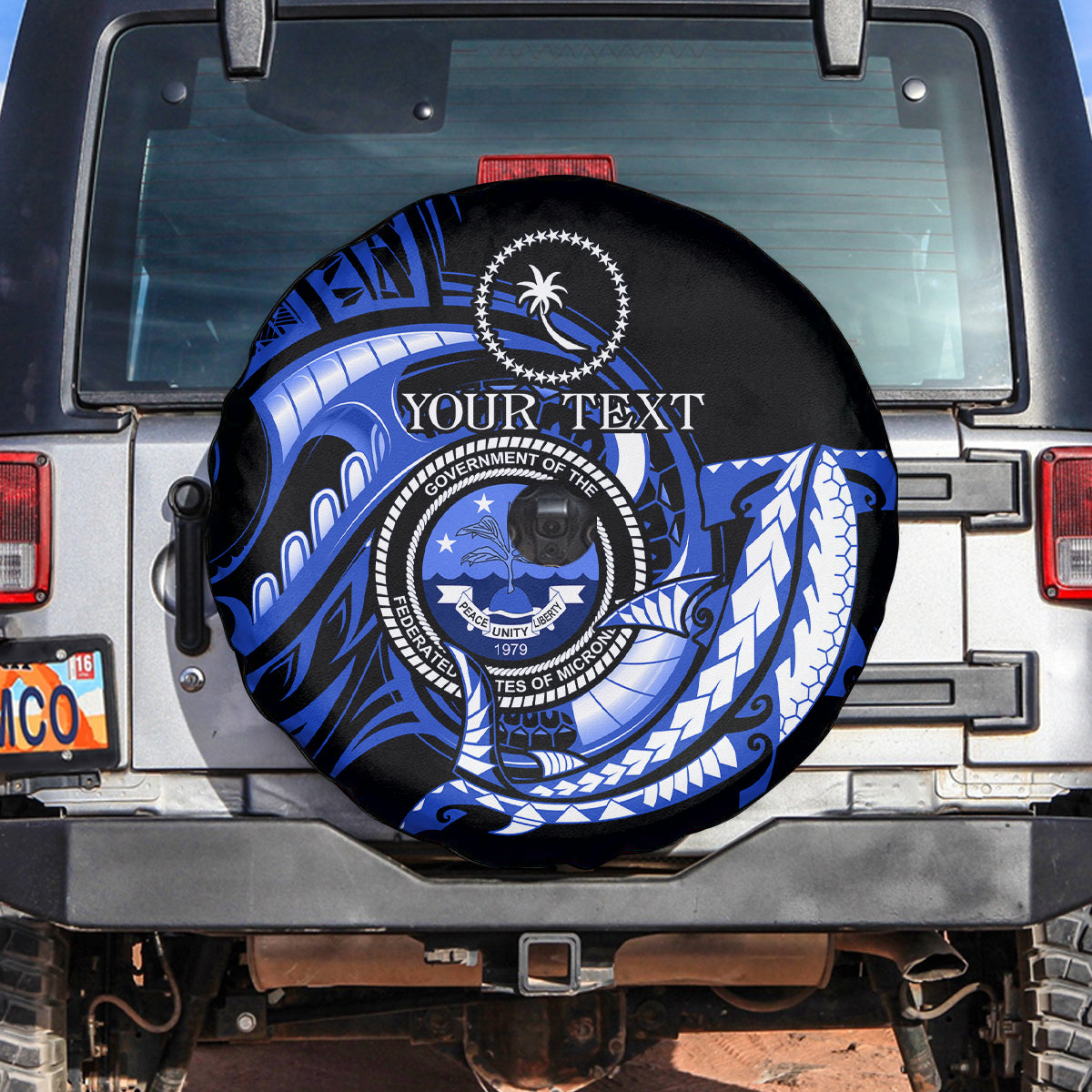Personalised Chuuk FSM Culture Day Spare Tire Cover Hammerhead Shark Tattoo 2024
