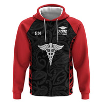 New Zealand Nurse RN 2026 Personalised Hoodie Red Maori Pattern Cultural Pride