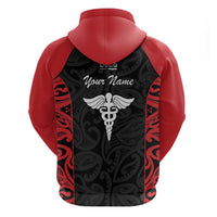 New Zealand Nurse RN 2026 Personalised Hoodie Red Maori Pattern Cultural Pride