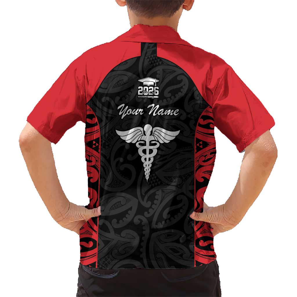 New Zealand Nurse RN 2026 Personalised Kid Hawaiian Shirt Red Maori Pattern Cultural Pride LT9 - Polynesian Pride