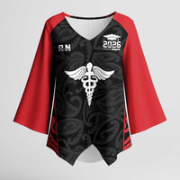 New Zealand Nurse RN 2026 Personalised Kimono Sleeve Blouse Red Maori Pattern Cultural Pride LT9 Female Red - Polynesian Pride