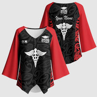 New Zealand Nurse RN 2026 Personalised Kimono Sleeve Blouse Red Maori Pattern Cultural Pride LT9 - Polynesian Pride