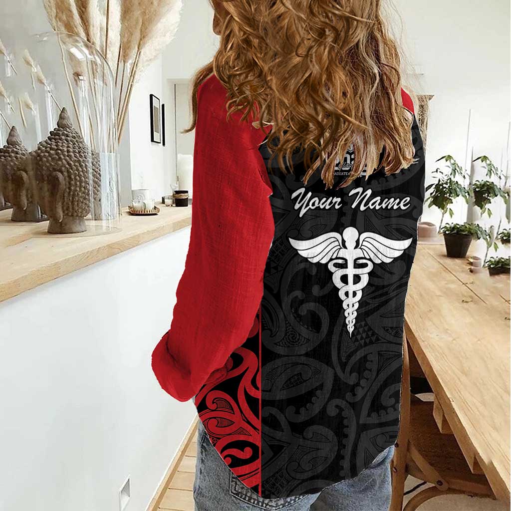 New Zealand Nurse RN 2026 Personalised Women Casual Shirt Red Maori Pattern Cultural Pride