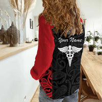 New Zealand Nurse RN 2026 Personalised Women Casual Shirt Red Maori Pattern Cultural Pride