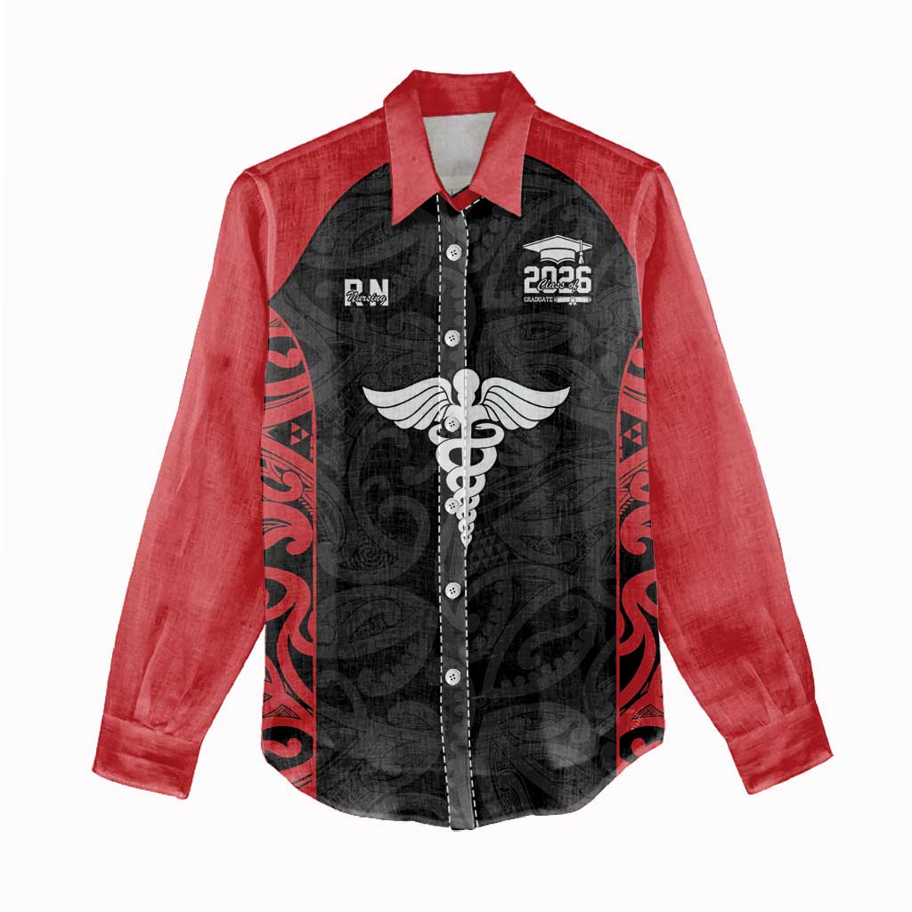 New Zealand Nurse RN 2026 Personalised Women Casual Shirt Red Maori Pattern Cultural Pride