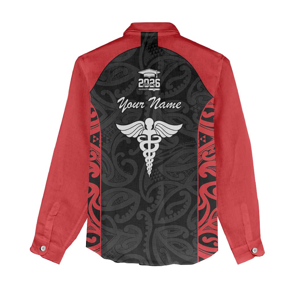 New Zealand Nurse RN 2026 Personalised Women Casual Shirt Red Maori Pattern Cultural Pride