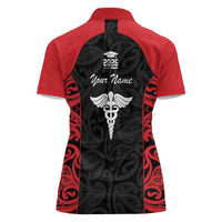 New Zealand Nurse RN 2026 Personalised Women Polo Shirt Red Maori Pattern Cultural Pride
