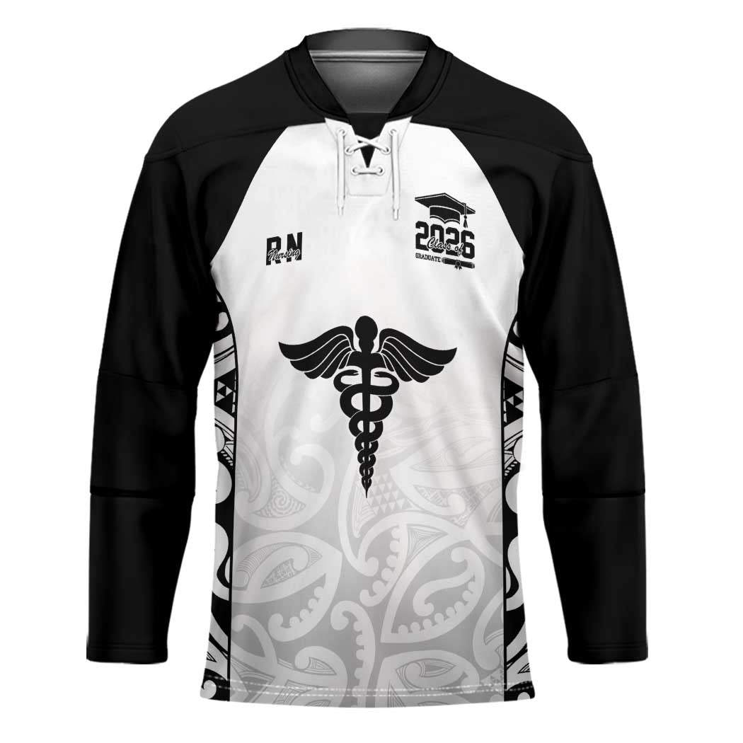 New Zealand Nurse RN 2026 Personalised Hockey Jersey White Maori Pattern Cultural Pride
