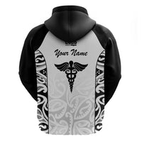 New Zealand Nurse RN 2026 Personalised Hoodie White Maori Pattern Cultural Pride