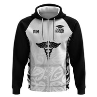 New Zealand Nurse RN 2026 Personalised Hoodie White Maori Pattern Cultural Pride