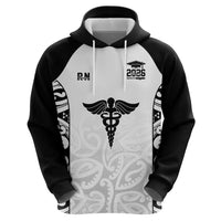 New Zealand Nurse RN 2026 Personalised Hoodie White Maori Pattern Cultural Pride