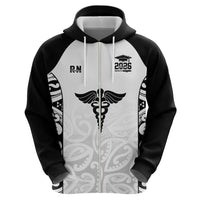 New Zealand Nurse RN 2026 Personalised Hoodie White Maori Pattern Cultural Pride