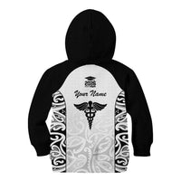 New Zealand Nurse RN 2026 Personalised Kid Hoodie White Maori Pattern Cultural Pride LT9 - Polynesian Pride