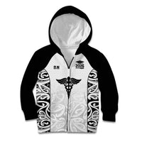 New Zealand Nurse RN 2026 Personalised Kid Hoodie White Maori Pattern Cultural Pride LT9 Zip Hoodie White - Polynesian Pride