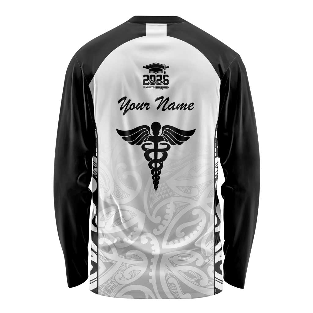 New Zealand Nurse RN 2026 Personalised Long Sleeve Shirt White Maori Pattern Cultural Pride LT9 - Polynesian Pride