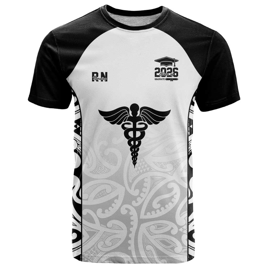 New Zealand Nurse RN 2026 Personalised T Shirt White Maori Pattern Cultural Pride