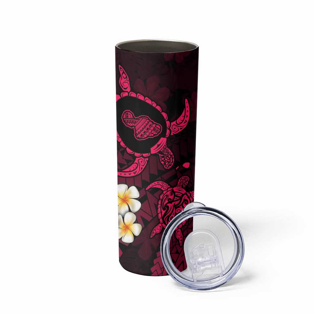 Hawaii Maui Islands Pacific Plumeria Skinny Tumbler Pink Polynesian Tattoo