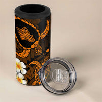 Hawaii Oahu Islands Pacific Plumeria 4 in 1 Can Cooler Tumbler Gold Polynesian Tattoo